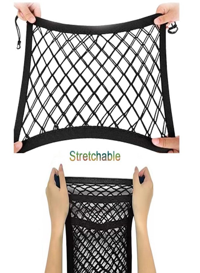 LNtech 3-Layer Car Mesh Organizer, Dog and Kid Pet Barrier, Seat Back Net Bag Holder, Storage Organizer, Cargo Tissue Handbag Purse Holder, Driver Storage Netting Pouch - Image 2